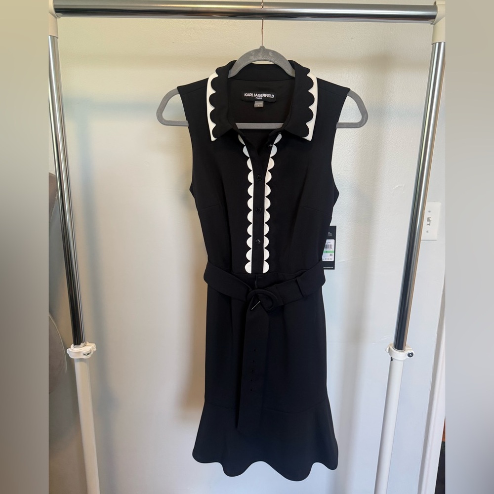 NWT Karl Lagerfeld scuba A-line belted dress - Picture 5 of 12